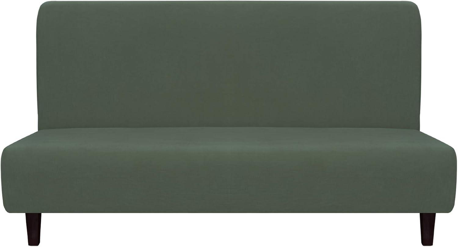 image:imageEasyGoing Fleece Stretch Sofa Slipcover Spandex NonSlip Soft Couch Sofa Cover Washable Furniture Protector with AntiSkid Foam and Elastic Bottom for Kids PetsLoveseat Dark GrayGrayish Green
