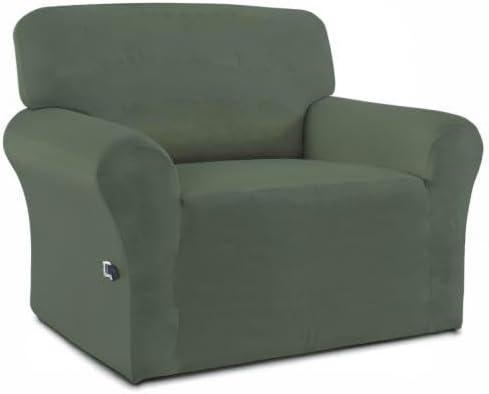 image:imageEasyGoing Fleece Stretch Sofa Slipcover Spandex NonSlip Soft Couch Sofa Cover Washable Furniture Protector with AntiSkid Foam and Elastic Bottom for Kids PetsLoveseat Dark GrayGrayish Green