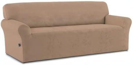 image:imageEasyGoing Fleece Stretch Sofa Slipcover Spandex NonSlip Soft Couch Sofa Cover Washable Furniture Protector with AntiSkid Foam and Elastic Bottom for Kids PetsLoveseat Dark GrayCamel