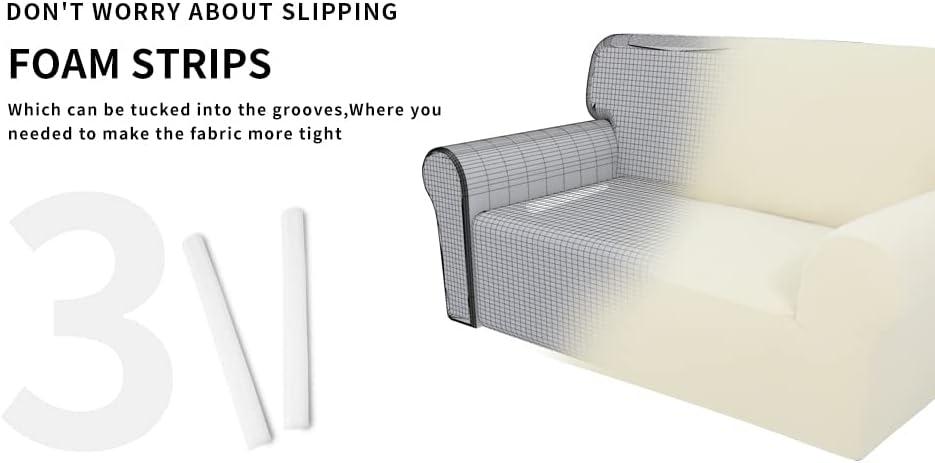 image:imageEasyGoing Fleece Stretch Sofa Slipcover Spandex NonSlip Soft Couch Sofa Cover Washable Furniture Protector with AntiSkid Foam and Elastic Bottom for Kids PetsLoveseat Dark GrayIvory