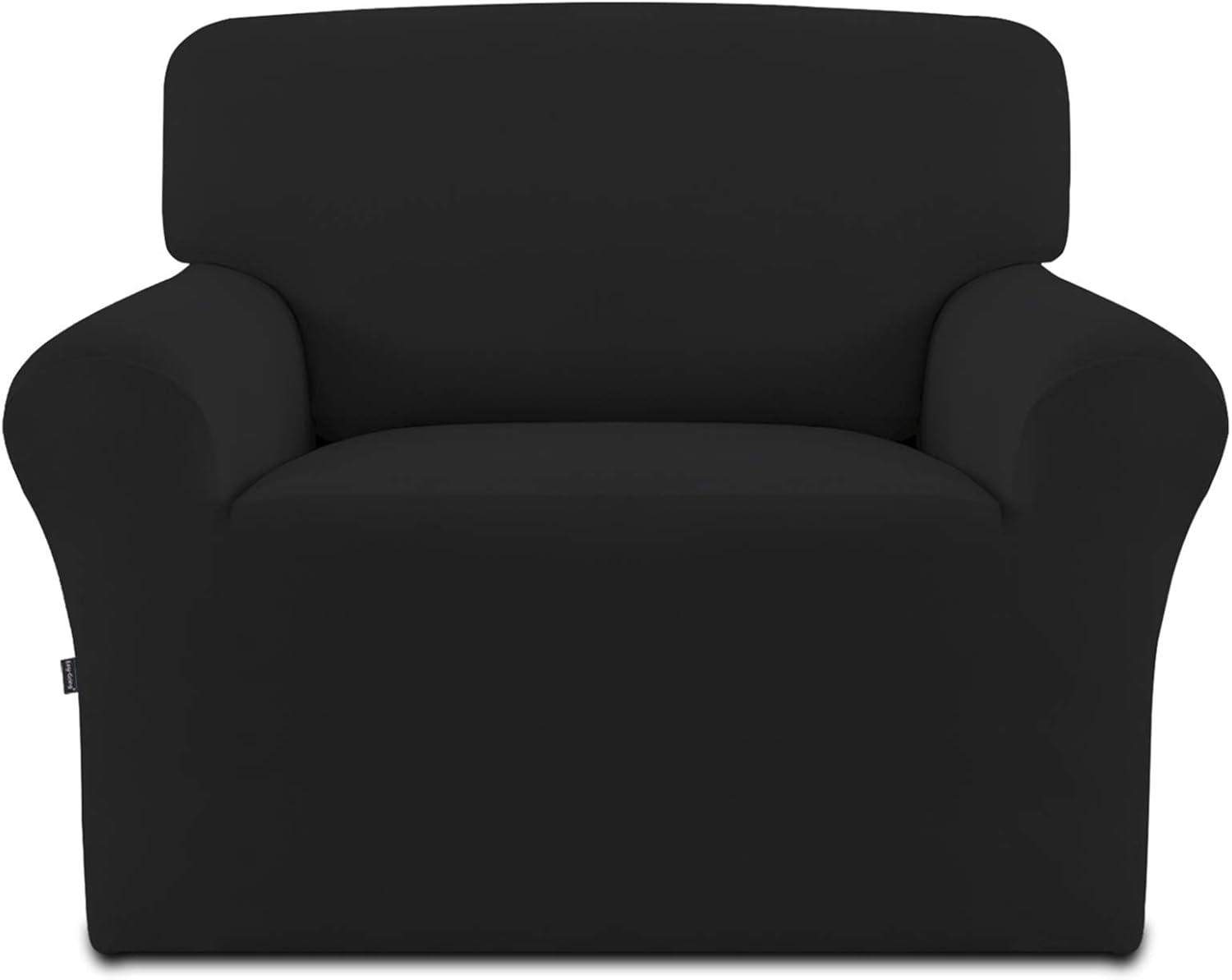 image:imageEasyGoing Fleece Stretch Sofa Slipcover Spandex NonSlip Soft Couch Sofa Cover Washable Furniture Protector with AntiSkid Foam and Elastic Bottom for Kids PetsLoveseat Dark GrayBlack