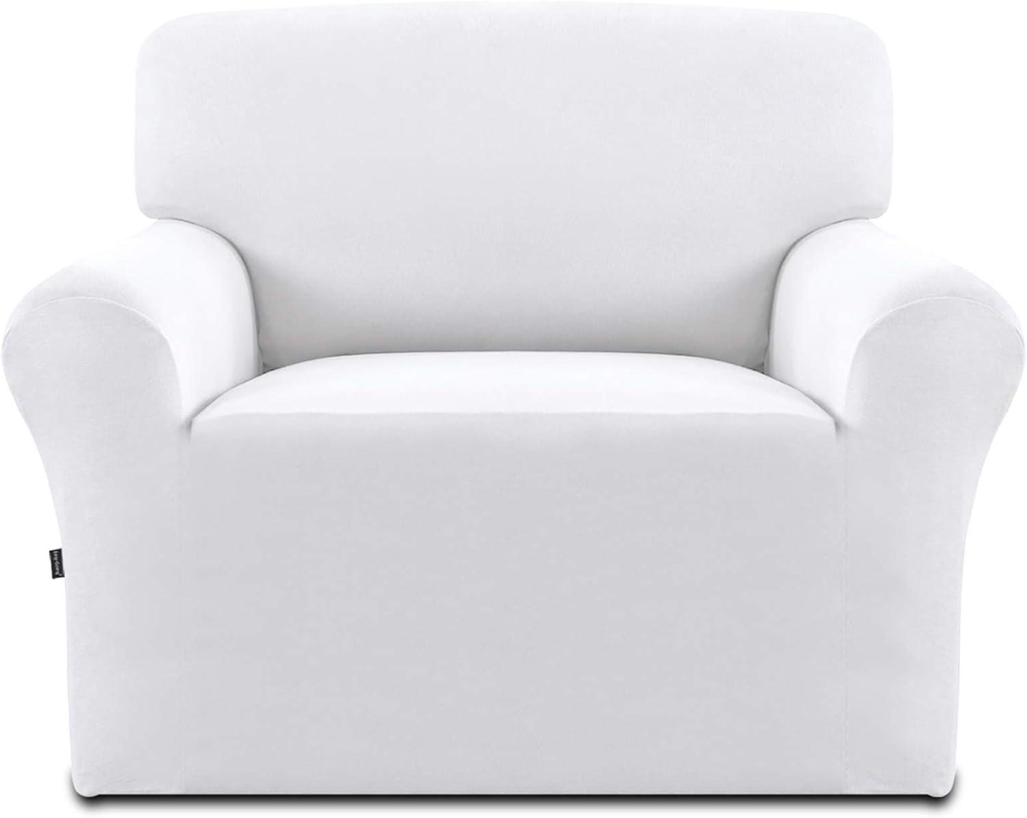 image:imageEasyGoing Fleece Stretch Sofa Slipcover Spandex NonSlip Soft Couch Sofa Cover Washable Furniture Protector with AntiSkid Foam and Elastic Bottom for Kids PetsLoveseat Dark GraySnow White