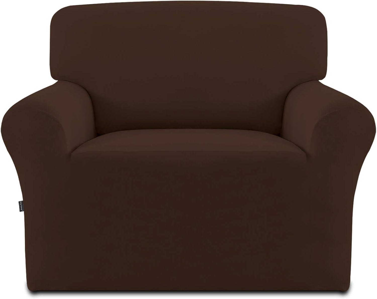 image:imageEasyGoing Fleece Stretch Sofa Slipcover Spandex NonSlip Soft Couch Sofa Cover Washable Furniture Protector with AntiSkid Foam and Elastic Bottom for Kids PetsLoveseat Dark GrayCoffee