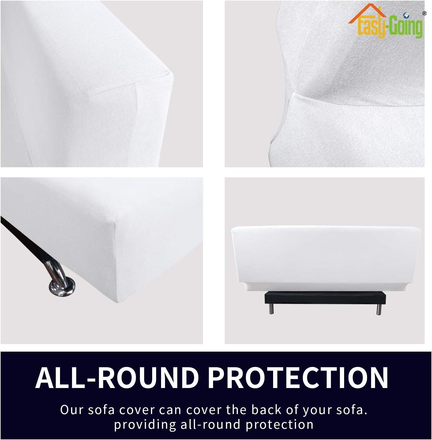image:imageEasyGoing Fleece Stretch Sofa Slipcover Spandex NonSlip Soft Couch Sofa Cover Washable Furniture Protector with AntiSkid Foam and Elastic Bottom for Kids PetsLoveseat Dark GraySnow White