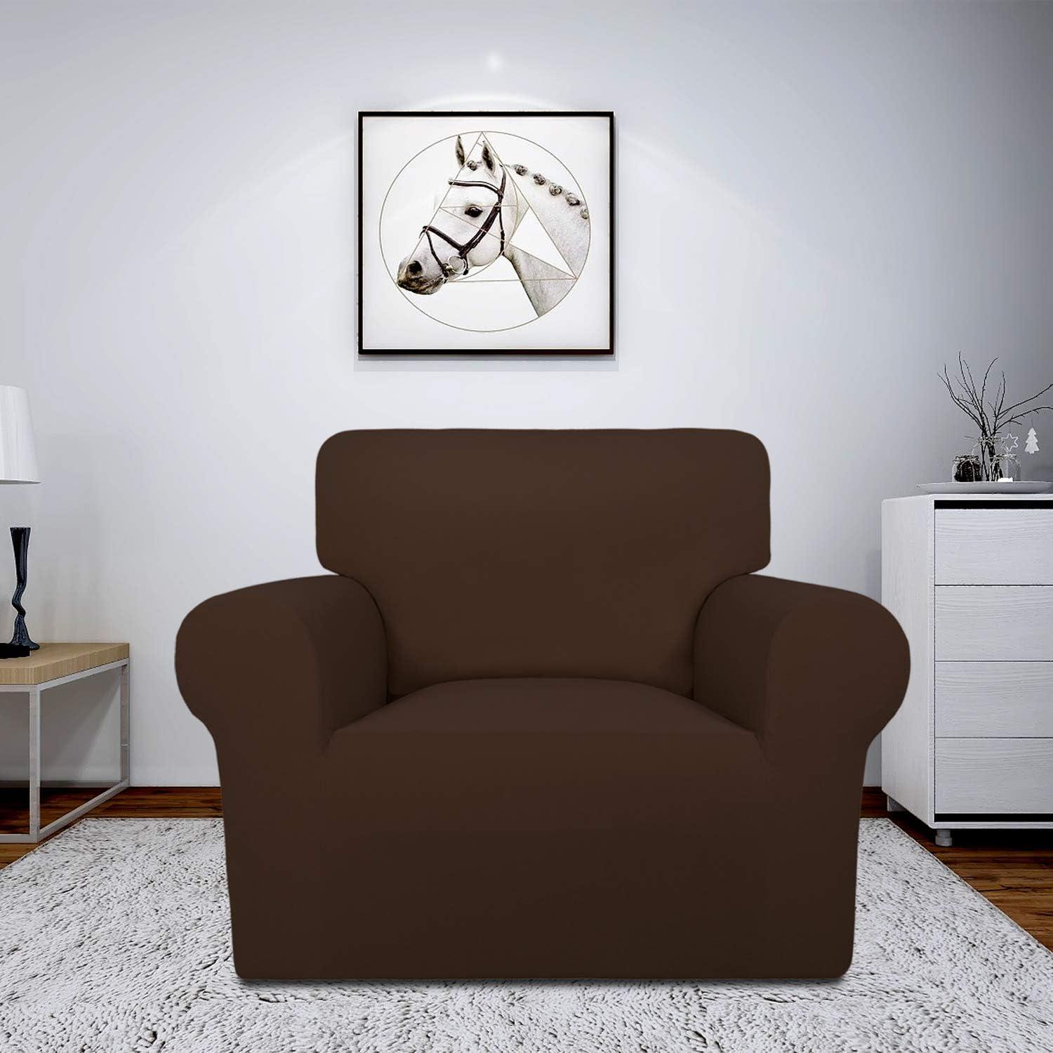image:imageEasyGoing Fleece Stretch Sofa Slipcover Spandex NonSlip Soft Couch Sofa Cover Washable Furniture Protector with AntiSkid Foam and Elastic Bottom for Kids PetsLoveseat Dark GrayCoffee