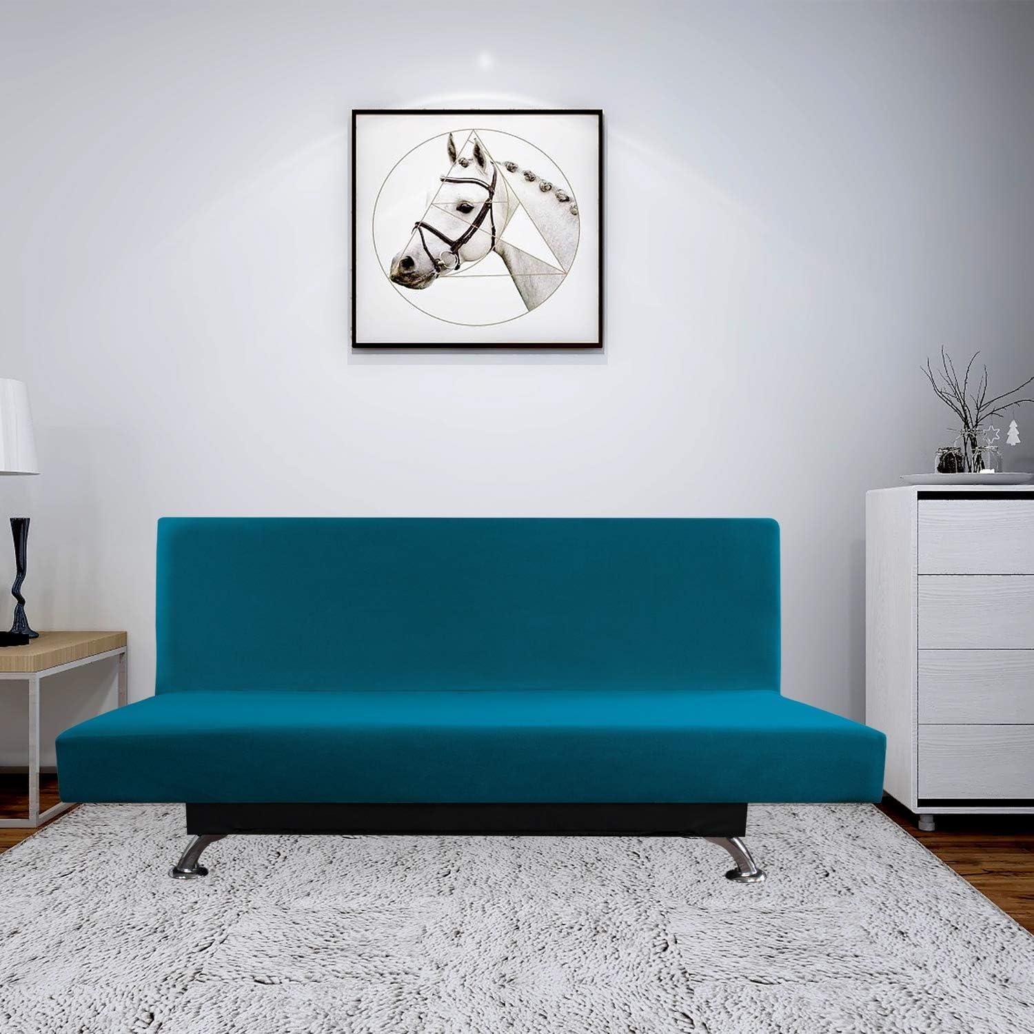 image:imageEasyGoing Fleece Stretch Sofa Slipcover Spandex NonSlip Soft Couch Sofa Cover Washable Furniture Protector with AntiSkid Foam and Elastic Bottom for Kids PetsLoveseat Dark GrayPeacock Blue