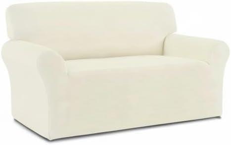 image:imageEasyGoing Fleece Stretch Sofa Slipcover Spandex NonSlip Soft Couch Sofa Cover Washable Furniture Protector with AntiSkid Foam and Elastic Bottom for Kids PetsLoveseat Dark GrayIvory
