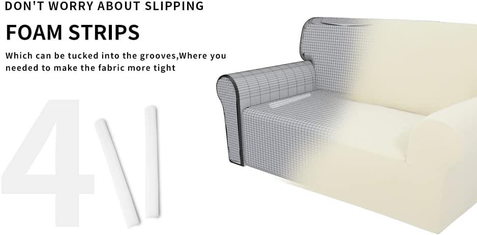 image:imageEasyGoing Fleece Stretch Sofa Slipcover Spandex NonSlip Soft Couch Sofa Cover Washable Furniture Protector with AntiSkid Foam and Elastic Bottom for Kids PetsLoveseat Dark GrayIvory