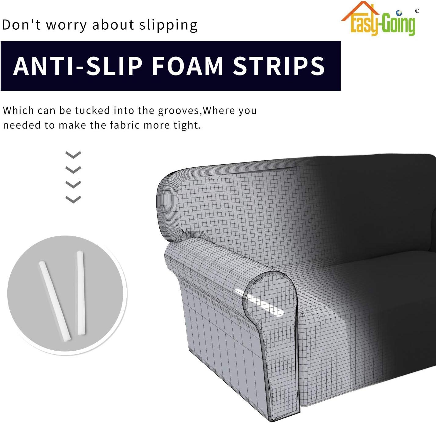 image:imageEasyGoing Fleece Stretch Sofa Slipcover Spandex NonSlip Soft Couch Sofa Cover Washable Furniture Protector with AntiSkid Foam and Elastic Bottom for Kids PetsLoveseat Dark GrayBlack