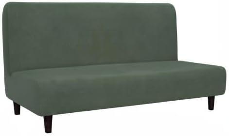 image:imageEasyGoing Fleece Stretch Sofa Slipcover Spandex NonSlip Soft Couch Sofa Cover Washable Furniture Protector with AntiSkid Foam and Elastic Bottom for Kids PetsLoveseat Dark GrayGrayish Green