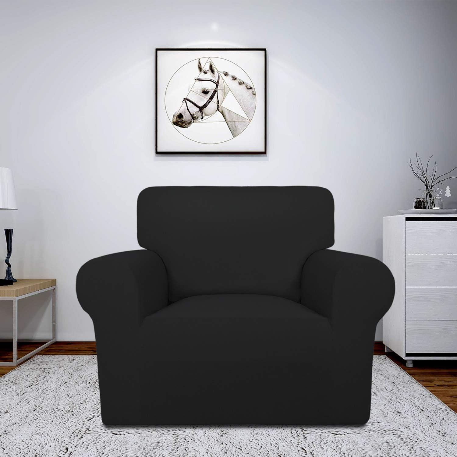 image:imageEasyGoing Fleece Stretch Sofa Slipcover Spandex NonSlip Soft Couch Sofa Cover Washable Furniture Protector with AntiSkid Foam and Elastic Bottom for Kids PetsLoveseat Dark GrayBlack