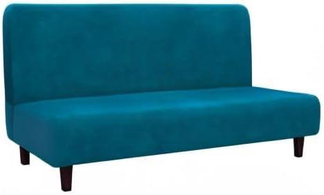 image:imageEasyGoing Fleece Stretch Sofa Slipcover Spandex NonSlip Soft Couch Sofa Cover Washable Furniture Protector with AntiSkid Foam and Elastic Bottom for Kids PetsLoveseat Dark GrayPeacock Blue