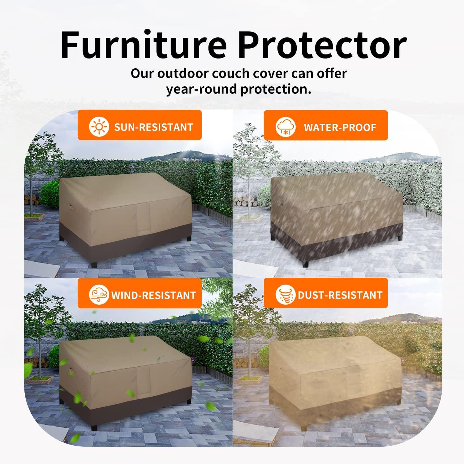 image:imageEasyGoing Heavy Duty 2 Seater Outdoor Loveseat Cover Waterproof Windproof Patio Furniture Sofa Cover with Air Vent 58Wx325Dx31H inch GrayDark GrayCamelDark Brown
