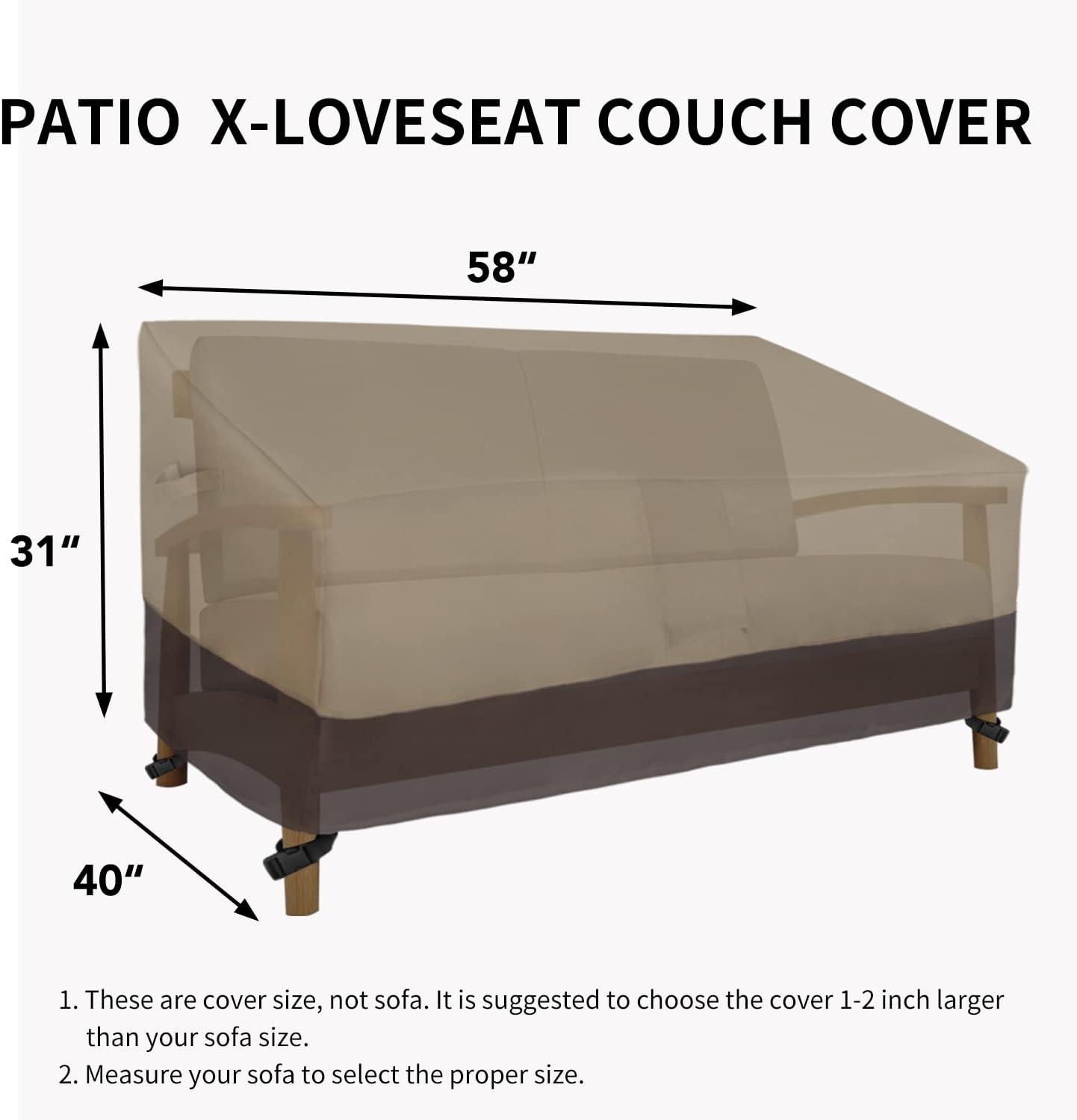 image:imageEasyGoing Heavy Duty 2 Seater Outdoor Loveseat Cover Waterproof Windproof Patio Furniture Sofa Cover with Air Vent 58Wx325Dx31H inch GrayDark GrayCamelDark Brown