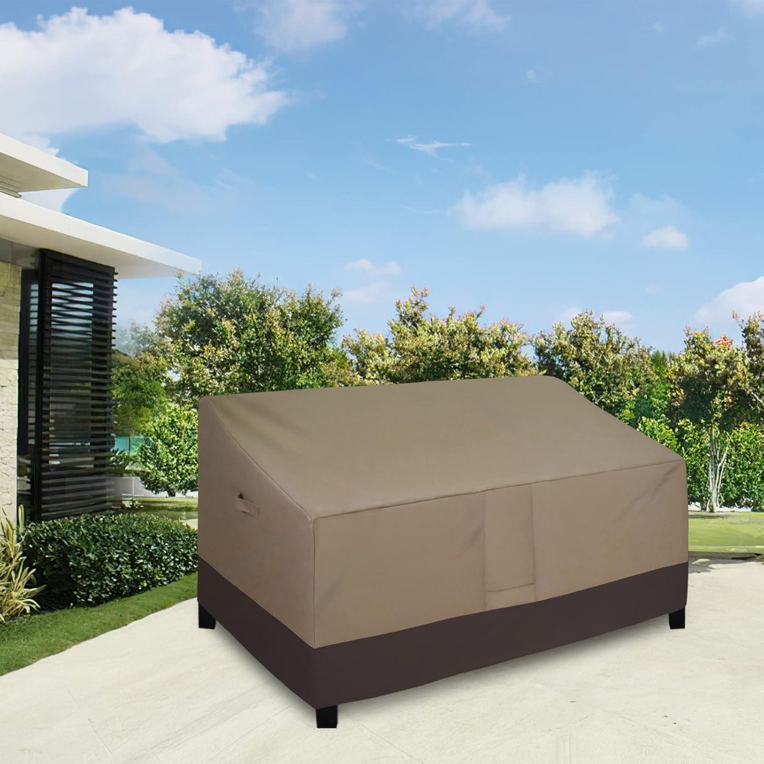 image:imageEasyGoing Heavy Duty 2 Seater Outdoor Loveseat Cover Waterproof Windproof Patio Furniture Sofa Cover with Air Vent 58Wx325Dx31H inch GrayDark GrayCamelDark Brown