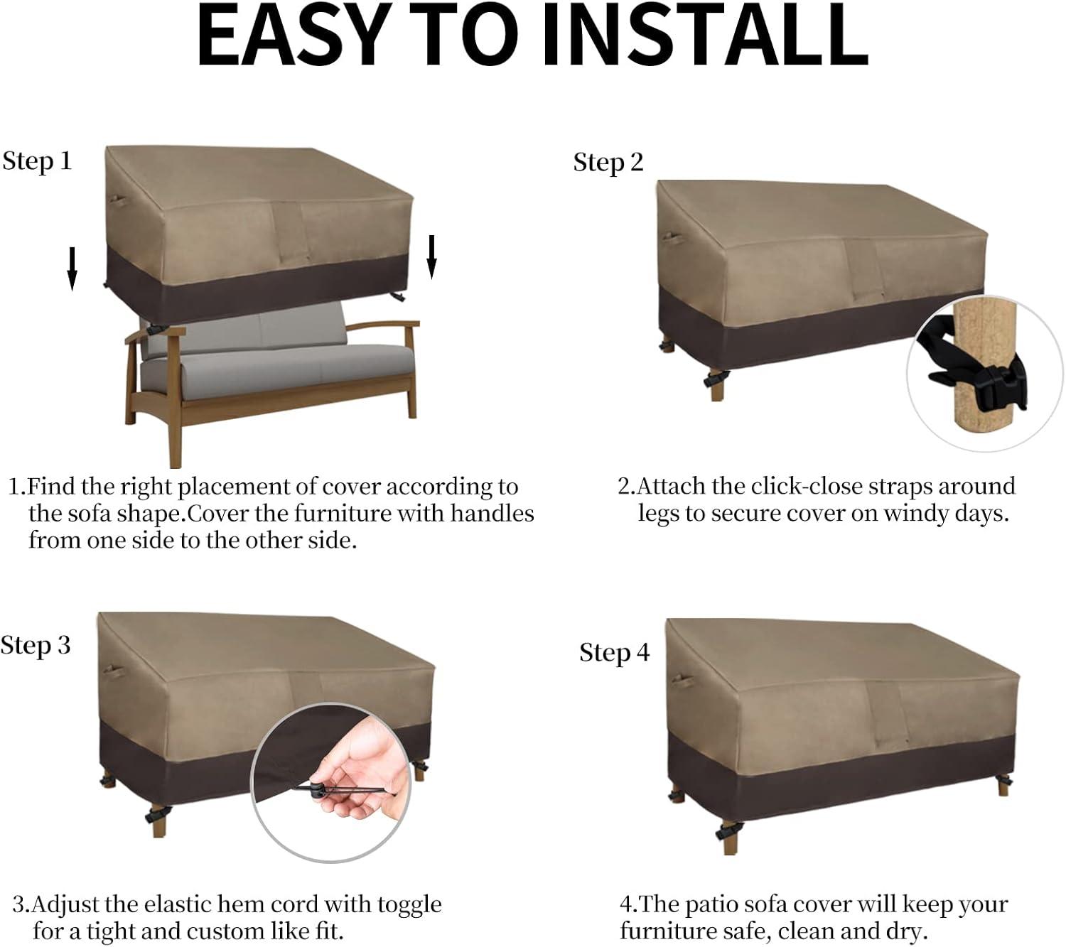 image:imageEasyGoing Heavy Duty 2 Seater Outdoor Loveseat Cover Waterproof Windproof Patio Furniture Sofa Cover with Air Vent 58Wx325Dx31H inch GrayDark GrayCamelDark Brown