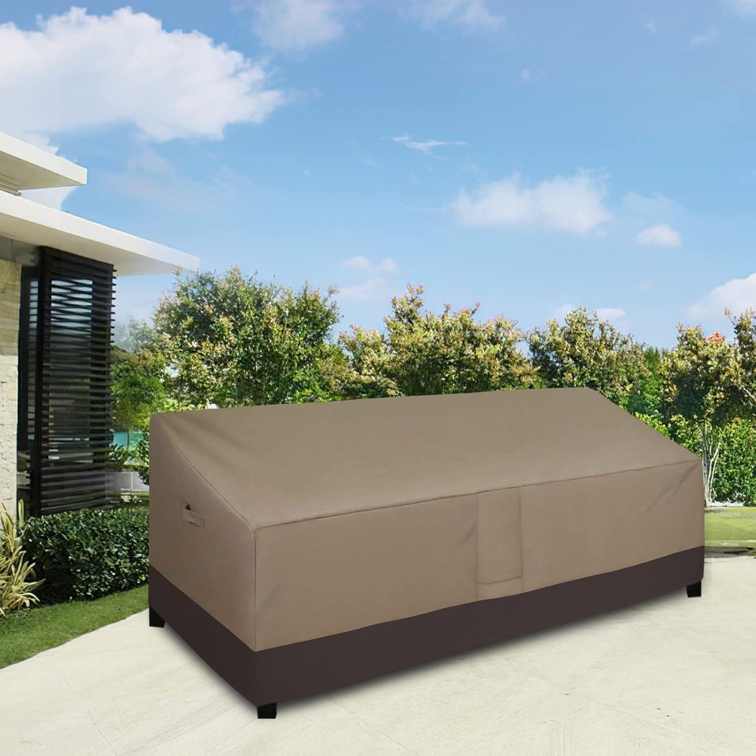 image:imageEasyGoing Heavy Duty 2 Seater Outdoor Loveseat Cover Waterproof Windproof Patio Furniture Sofa Cover with Air Vent 58Wx325Dx31H inch GrayDark GrayCamelDark Brown