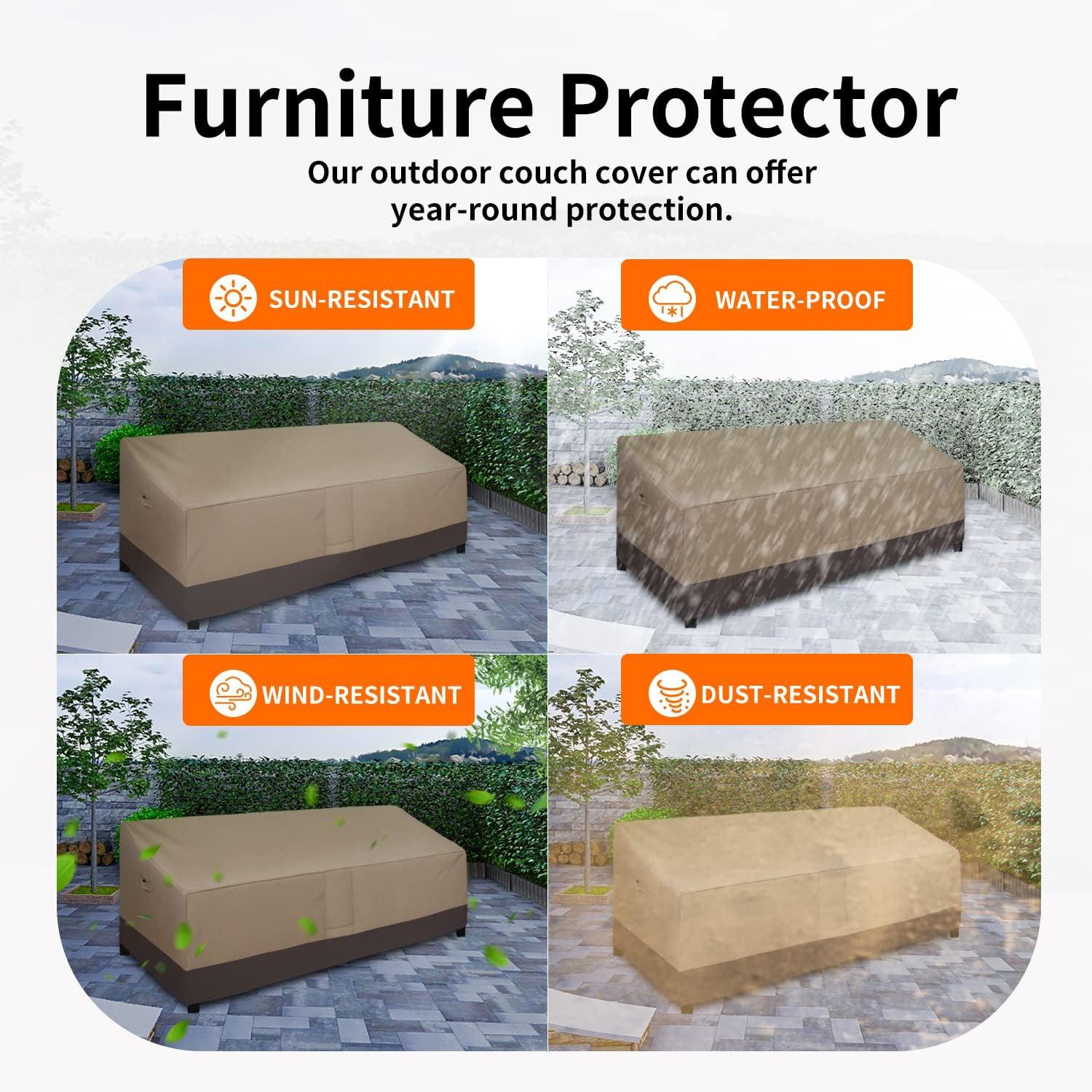 image:imageEasyGoing Heavy Duty 2 Seater Outdoor Loveseat Cover Waterproof Windproof Patio Furniture Sofa Cover with Air Vent 58Wx325Dx31H inch GrayDark GrayCamelDark Brown
