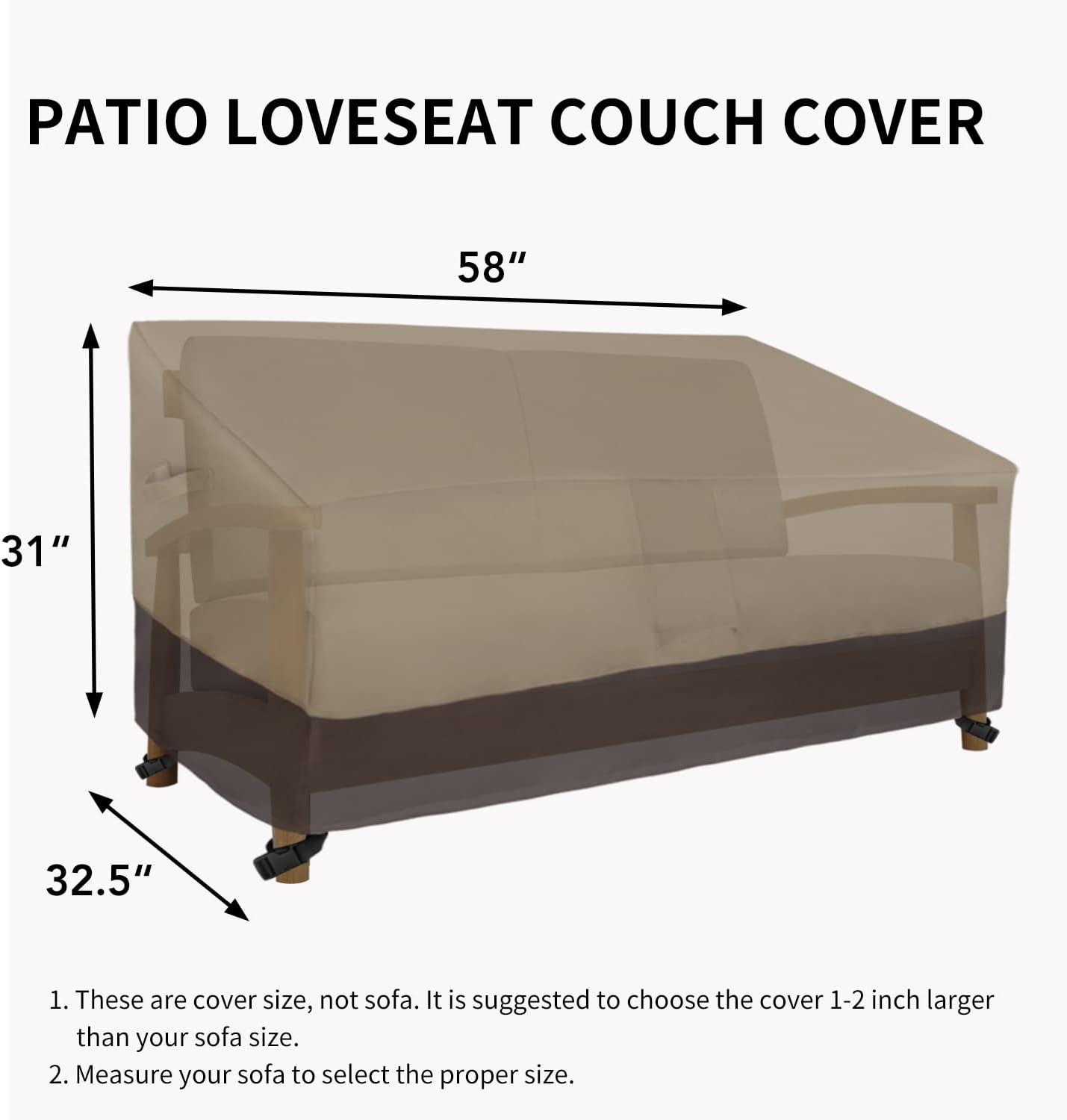 image:imageEasyGoing Heavy Duty 2 Seater Outdoor Loveseat Cover Waterproof Windproof Patio Furniture Sofa Cover with Air Vent 58Wx325Dx31H inch GrayDark GrayCamelDark Brown