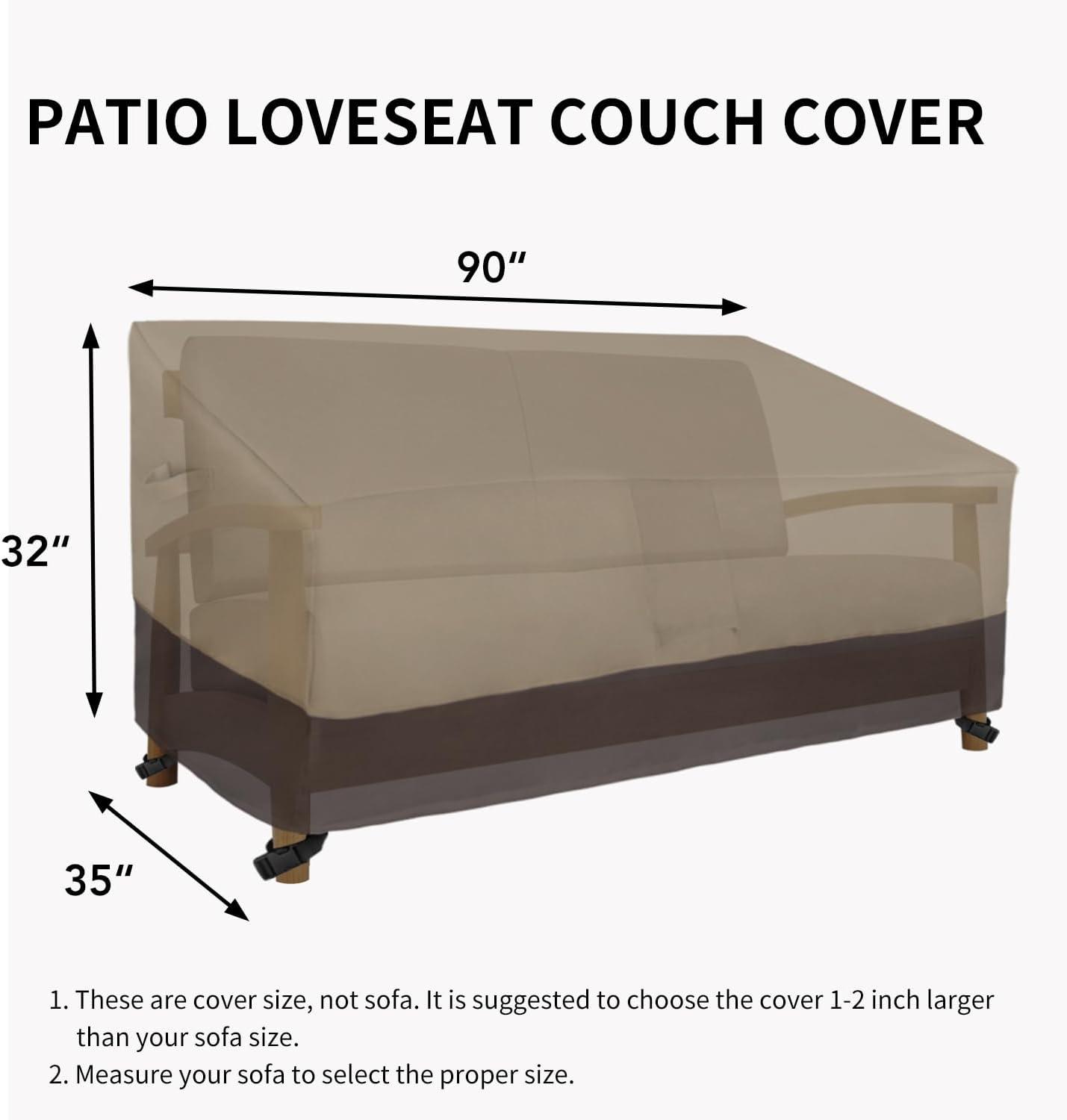 image:imageEasyGoing Heavy Duty 2 Seater Outdoor Loveseat Cover Waterproof Windproof Patio Furniture Sofa Cover with Air Vent 58Wx325Dx31H inch GrayDark GrayCamelDark Brown