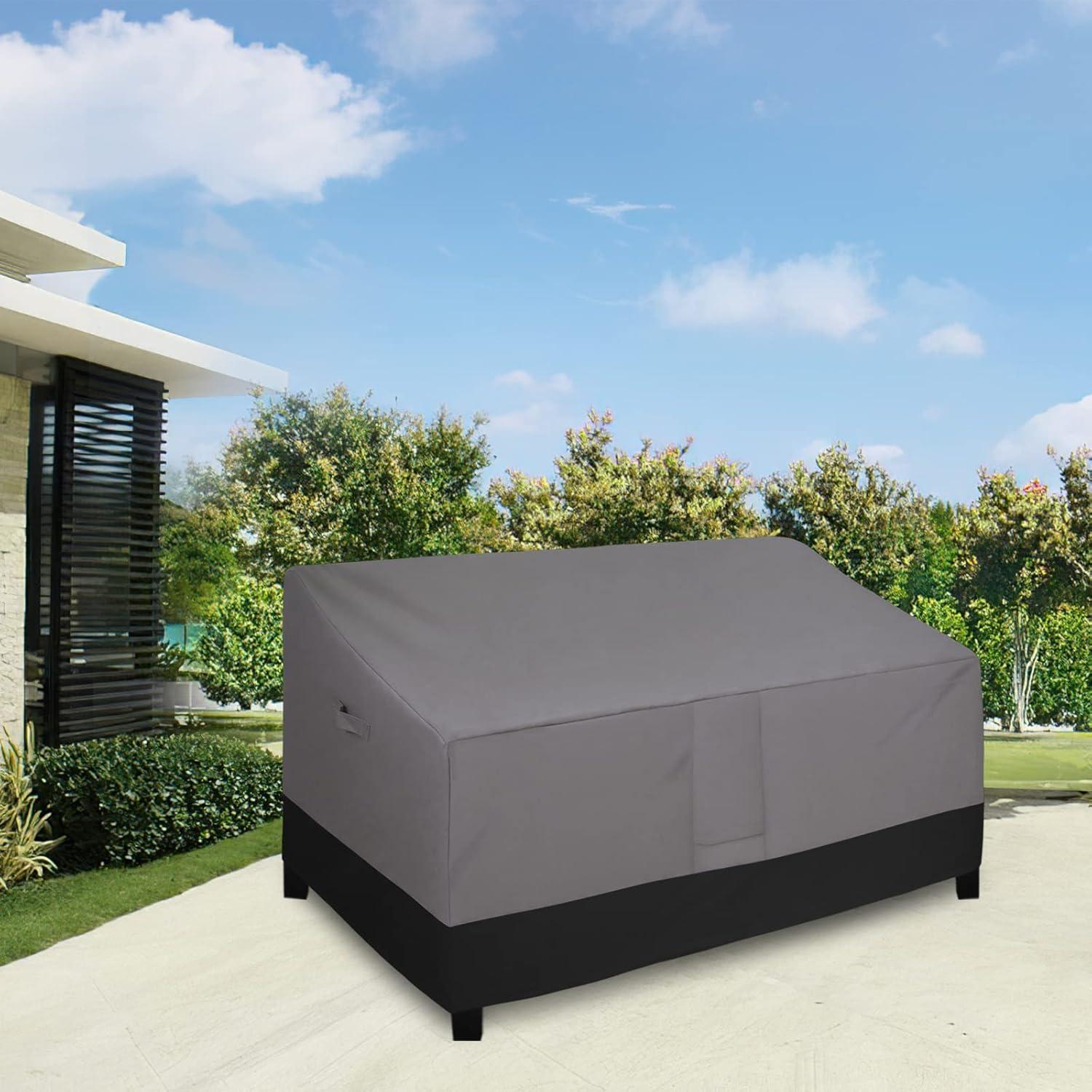 image:imageEasyGoing Heavy Duty 2 Seater Outdoor Loveseat Cover Waterproof Windproof Patio Furniture Sofa Cover with Air Vent 58Wx325Dx31H inch GrayDark GrayGrayBlack