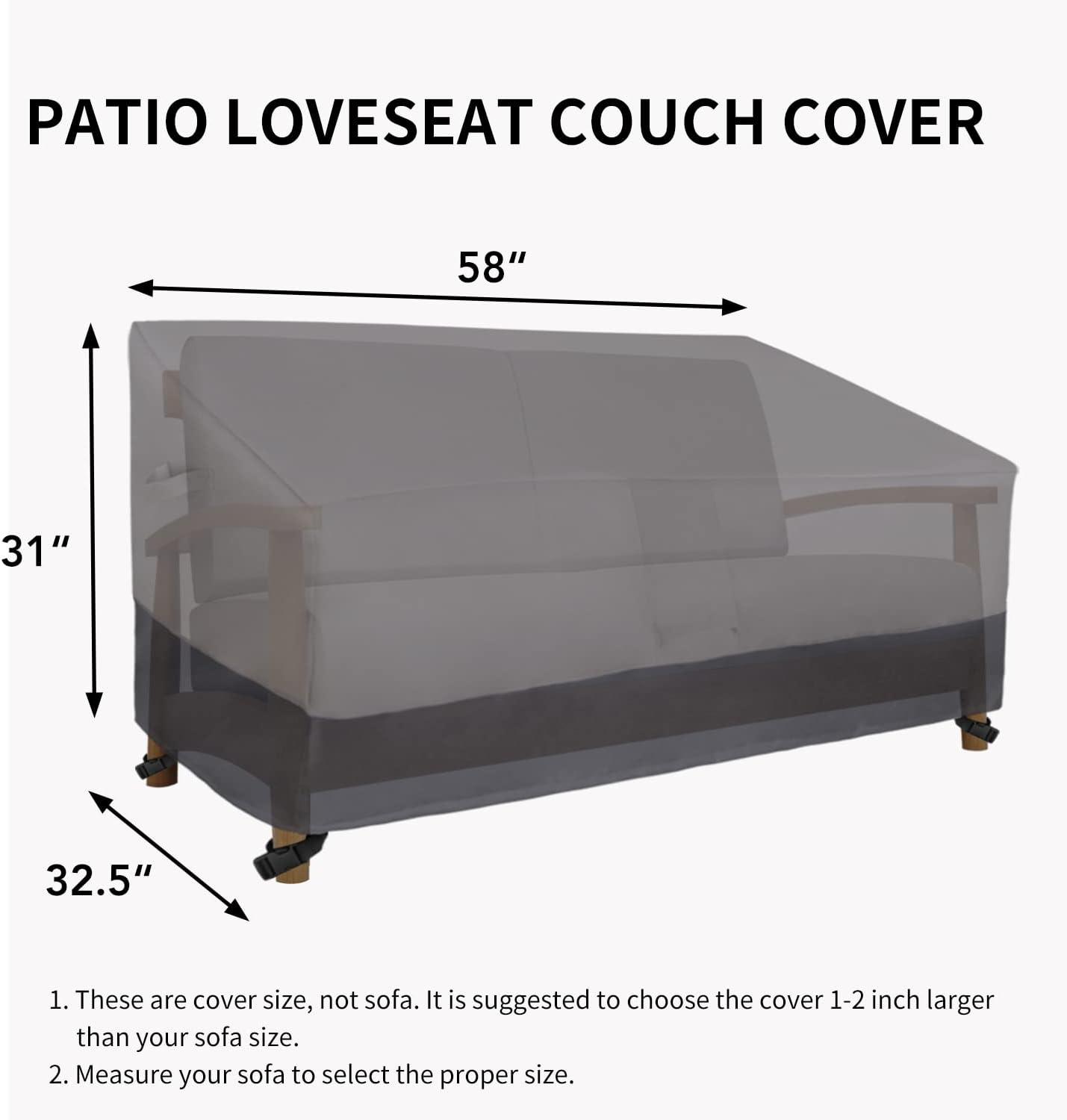 image:imageEasyGoing Heavy Duty 2 Seater Outdoor Loveseat Cover Waterproof Windproof Patio Furniture Sofa Cover with Air Vent 58Wx325Dx31H inch GrayDark GrayGrayDark Gray