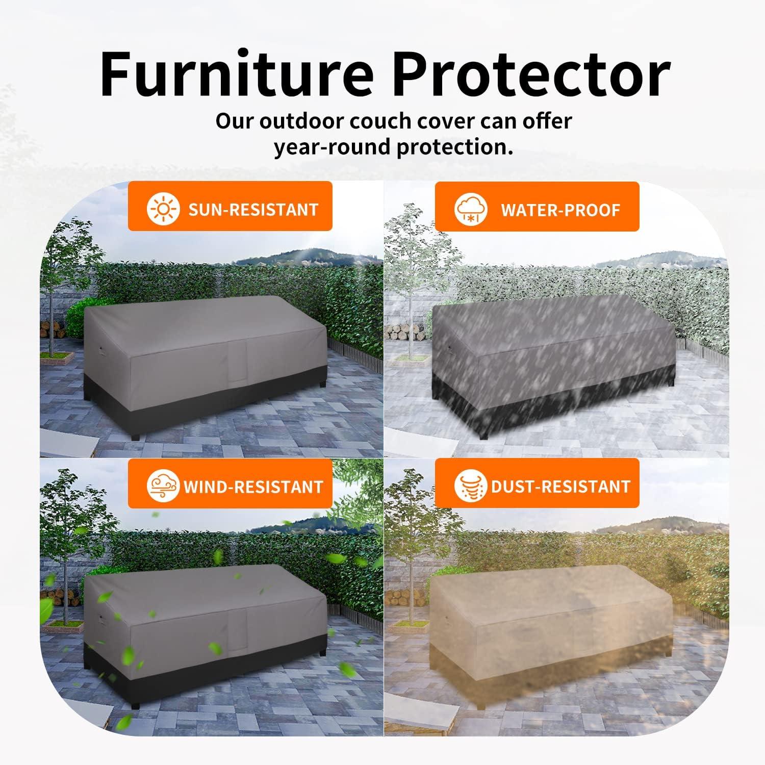 image:imageEasyGoing Heavy Duty 2 Seater Outdoor Loveseat Cover Waterproof Windproof Patio Furniture Sofa Cover with Air Vent 58Wx325Dx31H inch GrayDark GrayGrayBlack