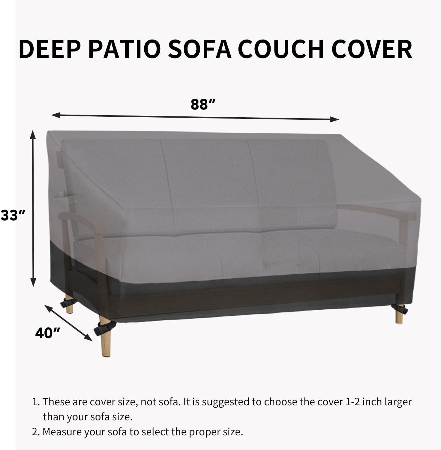 image:imageEasyGoing Heavy Duty 2 Seater Outdoor Loveseat Cover Waterproof Windproof Patio Furniture Sofa Cover with Air Vent 58Wx325Dx31H inch GrayDark GrayGrayBlack