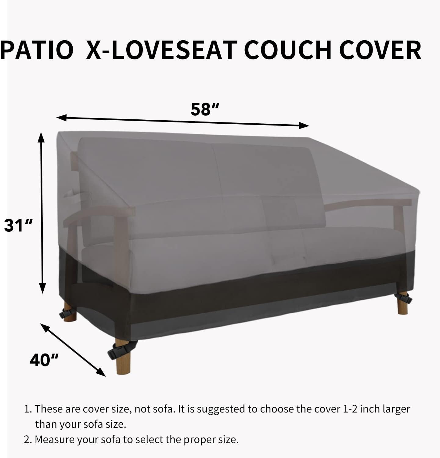 image:imageEasyGoing Heavy Duty 2 Seater Outdoor Loveseat Cover Waterproof Windproof Patio Furniture Sofa Cover with Air Vent 58Wx325Dx31H inch GrayDark GrayGrayBlack