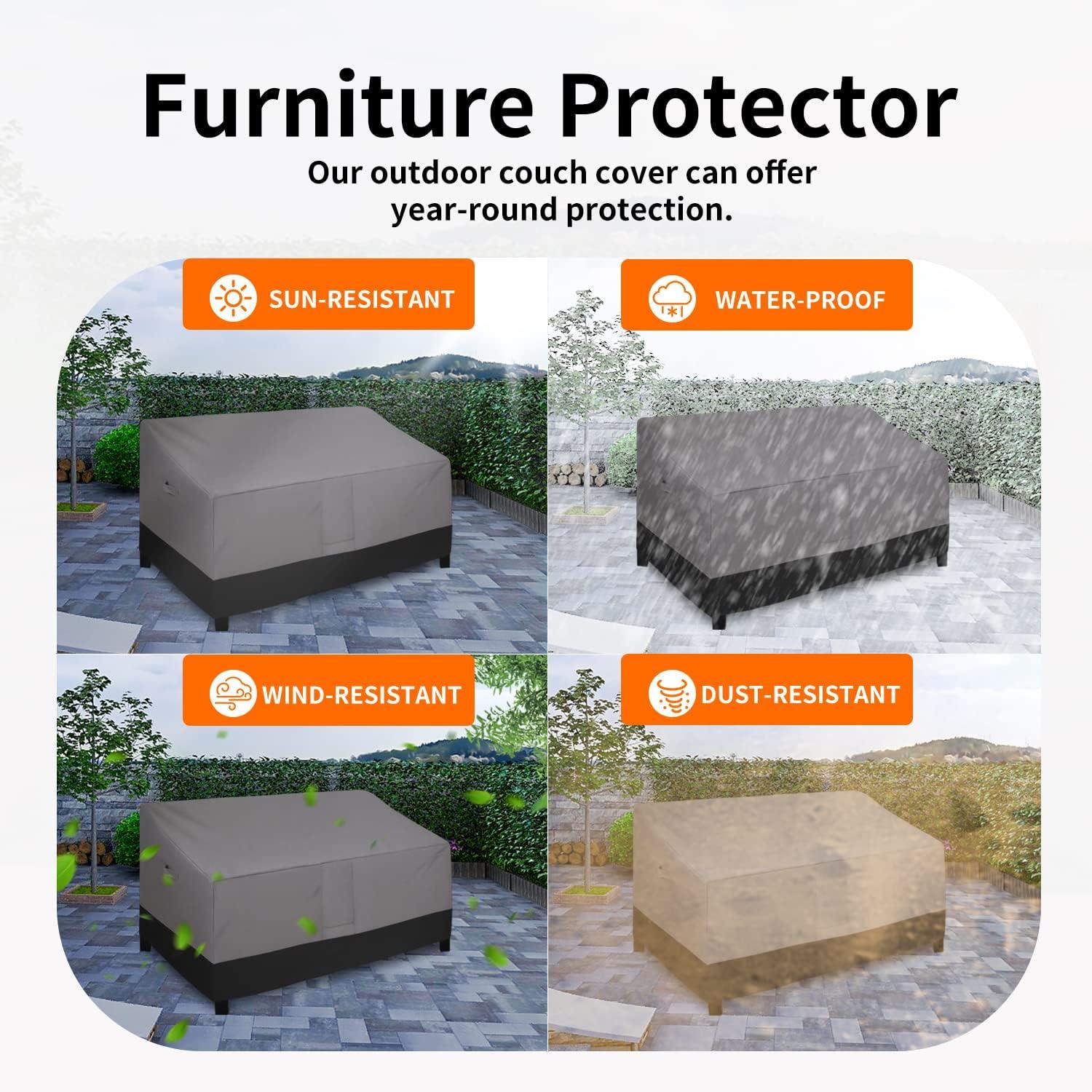 image:imageEasyGoing Heavy Duty 2 Seater Outdoor Loveseat Cover Waterproof Windproof Patio Furniture Sofa Cover with Air Vent 58Wx325Dx31H inch GrayDark GrayGrayBlack