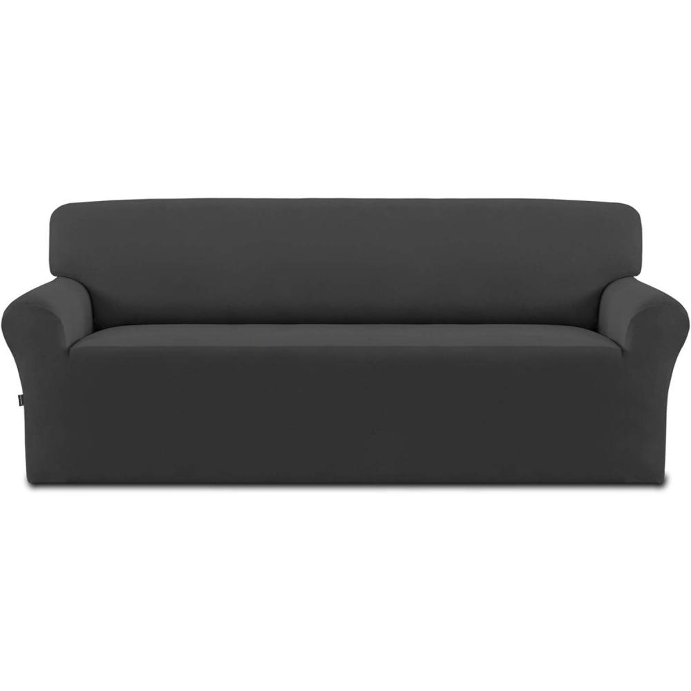 image:imageEasyGoing Fleece Stretch Sofa Slipcover Spandex NonSlip Soft Couch Sofa Cover Washable Furniture Protector with AntiSkid Foam and Elastic Bottom for Kids PetsLoveseat Dark GrayDark Gray