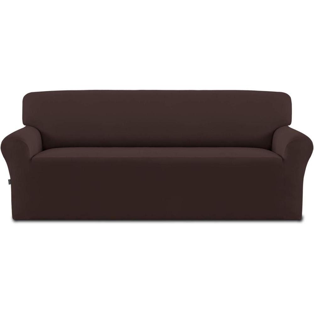 image:imageEasyGoing Fleece Stretch Sofa Slipcover Spandex NonSlip Soft Couch Sofa Cover Washable Furniture Protector with AntiSkid Foam and Elastic Bottom for Kids PetsLoveseat Dark GrayCoffee