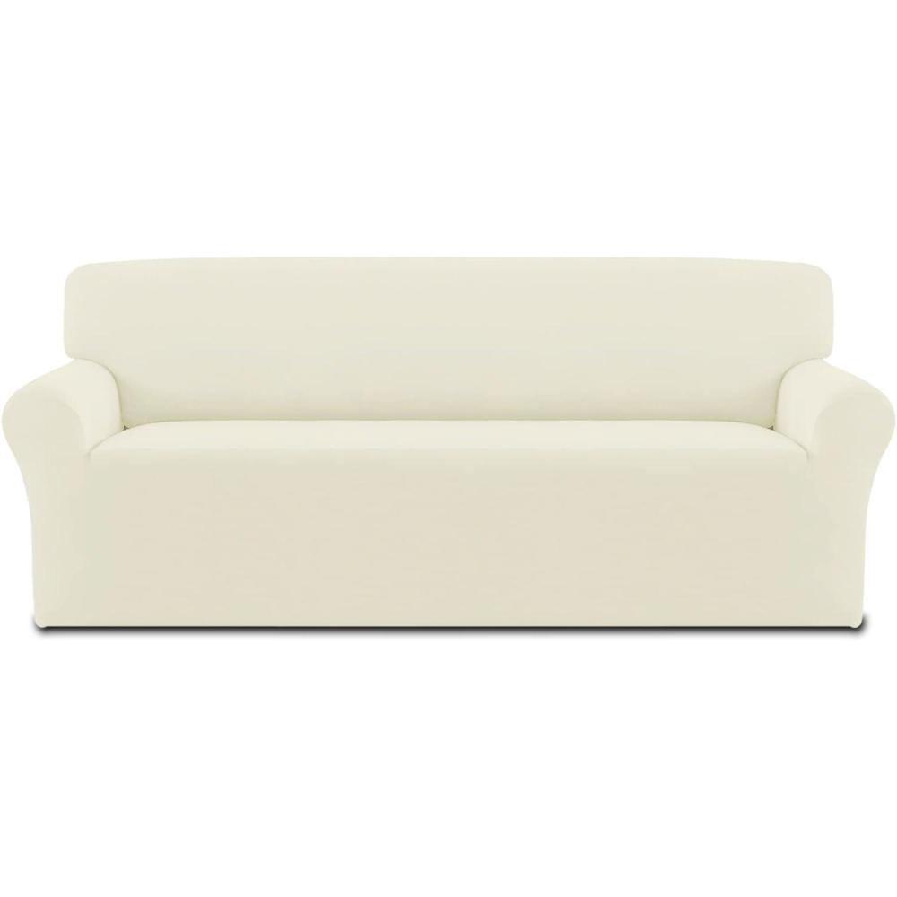image:imageEasyGoing Fleece Stretch Sofa Slipcover Spandex NonSlip Soft Couch Sofa Cover Washable Furniture Protector with AntiSkid Foam and Elastic Bottom for Kids PetsLoveseat Dark GrayIvory
