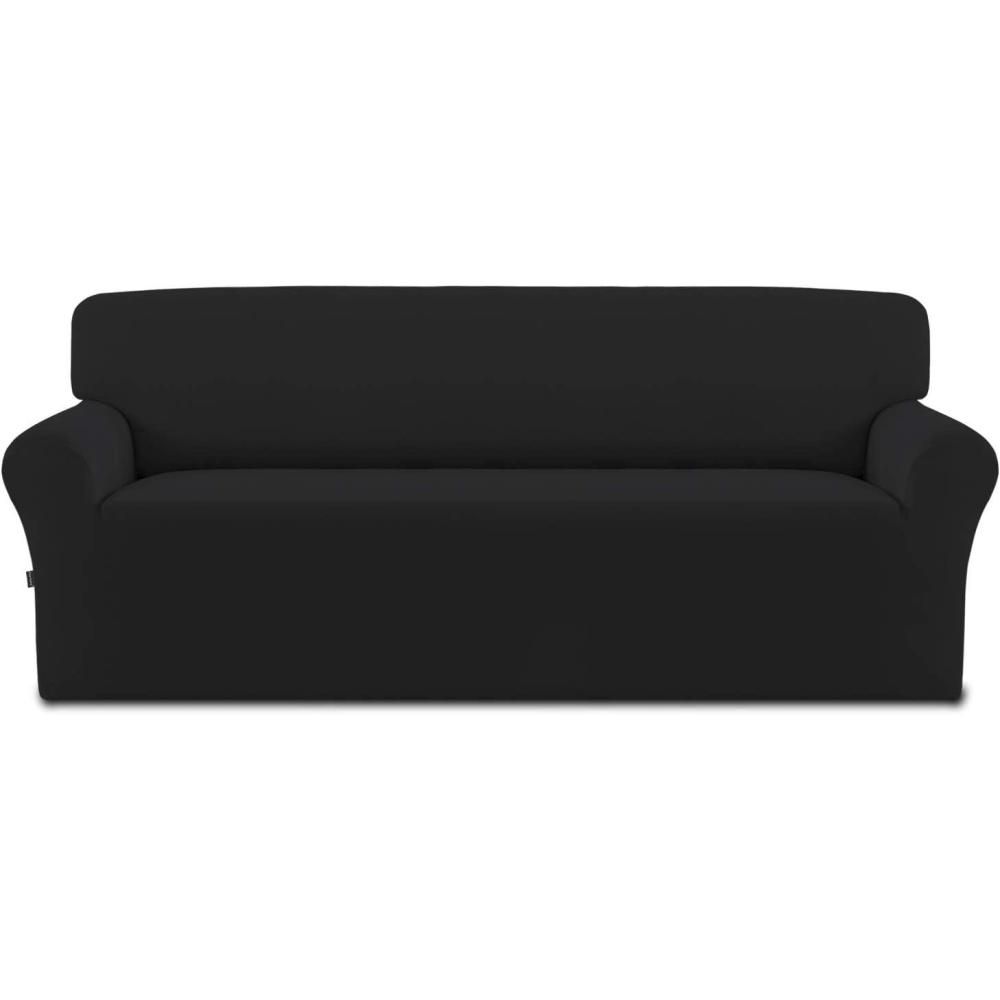image:imageEasyGoing Fleece Stretch Sofa Slipcover Spandex NonSlip Soft Couch Sofa Cover Washable Furniture Protector with AntiSkid Foam and Elastic Bottom for Kids PetsLoveseat Dark GrayBlack