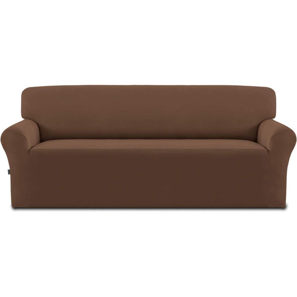 image:imageEasyGoing Fleece Stretch Sofa Slipcover Spandex NonSlip Soft Couch Sofa Cover Washable Furniture Protector with AntiSkid Foam and Elastic Bottom for Kids PetsLoveseat Dark GrayBrown