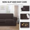 Easy-Going 100% Dual Waterproof 2 Pieces Chair Cover Stretch Soft Couch Cover for Dogs, Sofa Slipcover for 1 Separate Cushion Couch Leakproof Furniture Protector for Kids, Pets Dark Gray(Chocolate)