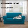 Easy-Going 100% Dual Waterproof 2 Pieces Chair Cover Stretch Soft Couch Cover for Dogs, Sofa Slipcover for 1 Separate Cushion Couch Leakproof Furniture Protector for Kids, Pets Dark Gray(Peacock Blue)