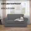 Easy-Going 100% Dual Waterproof 2 Pieces Chair Cover Stretch Soft Couch Cover for Dogs, Sofa Slipcover for 1 Separate Cushion Couch Leakproof Furniture Protector for Kids, Pets Dark Gray(Grey)