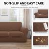 Easy-Going 100% Dual Waterproof 2 Pieces Chair Cover Stretch Soft Couch Cover for Dogs, Sofa Slipcover for 1 Separate Cushion Couch Leakproof Furniture Protector for Kids, Pets Dark Gray(Brown)