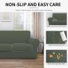 Easy-Going 100% Dual Waterproof 2 Pieces Chair Cover Stretch Soft Couch Cover for Dogs, Sofa Slipcover for 1 Separate Cushion Couch Leakproof Furniture Protector for Kids, Pets Dark Gray(Grayish Green)