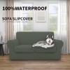 Easy-Going 100% Dual Waterproof 2 Pieces Chair Cover Stretch Soft Couch Cover for Dogs, Sofa Slipcover for 1 Separate Cushion Couch Leakproof Furniture Protector for Kids, Pets Dark Gray(Grayish Green)