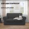 Easy-Going 100% Dual Waterproof 2 Pieces Chair Cover Stretch Soft Couch Cover for Dogs, Sofa Slipcover for 1 Separate Cushion Couch Leakproof Furniture Protector for Kids, Pets Dark Gray(Dark Gray)