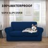 Easy-Going 100% Dual Waterproof 2 Pieces Chair Cover Stretch Soft Couch Cover for Dogs, Sofa Slipcover for 1 Separate Cushion Couch Leakproof Furniture Protector for Kids, Pets Dark Gray(Navy)
