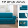 Easy-Going 100% Dual Waterproof 2 Pieces Chair Cover Stretch Soft Couch Cover for Dogs, Sofa Slipcover for 1 Separate Cushion Couch Leakproof Furniture Protector for Kids, Pets Dark Gray(Peacock Blue)
