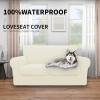 Easy-Going 100% Dual Waterproof 2 Pieces Chair Cover Stretch Soft Couch Cover for Dogs, Sofa Slipcover for 1 Separate Cushion Couch Leakproof Furniture Protector for Kids, Pets Dark Gray(Ivory)