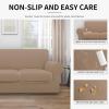 Easy-Going 100% Dual Waterproof 2 Pieces Chair Cover Stretch Soft Couch Cover for Dogs, Sofa Slipcover for 1 Separate Cushion Couch Leakproof Furniture Protector for Kids, Pets Dark Gray(Camel)