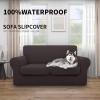 Easy-Going 100% Dual Waterproof 2 Pieces Chair Cover Stretch Soft Couch Cover for Dogs, Sofa Slipcover for 1 Separate Cushion Couch Leakproof Furniture Protector for Kids, Pets Dark Gray(Chocolate)