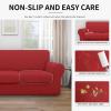 Easy-Going 100% Dual Waterproof 2 Pieces Chair Cover Stretch Soft Couch Cover for Dogs, Sofa Slipcover for 1 Separate Cushion Couch Leakproof Furniture Protector for Kids, Pets Dark Gray(Christmas Red)
