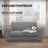 Easy-Going 100% Dual Waterproof 2 Pieces Chair Cover Stretch Soft Couch Cover for Dogs, Sofa Slipcover for 1 Separate Cushion Couch Leakproof Furniture Protector for Kids, Pets Dark Gray(Light Gray)