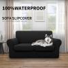 Easy-Going 100% Dual Waterproof 2 Pieces Chair Cover Stretch Soft Couch Cover for Dogs, Sofa Slipcover for 1 Separate Cushion Couch Leakproof Furniture Protector for Kids, Pets Dark Gray(Black)